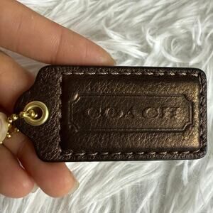 COACH Metallic Brown Hang Tag Bag Charm Fob